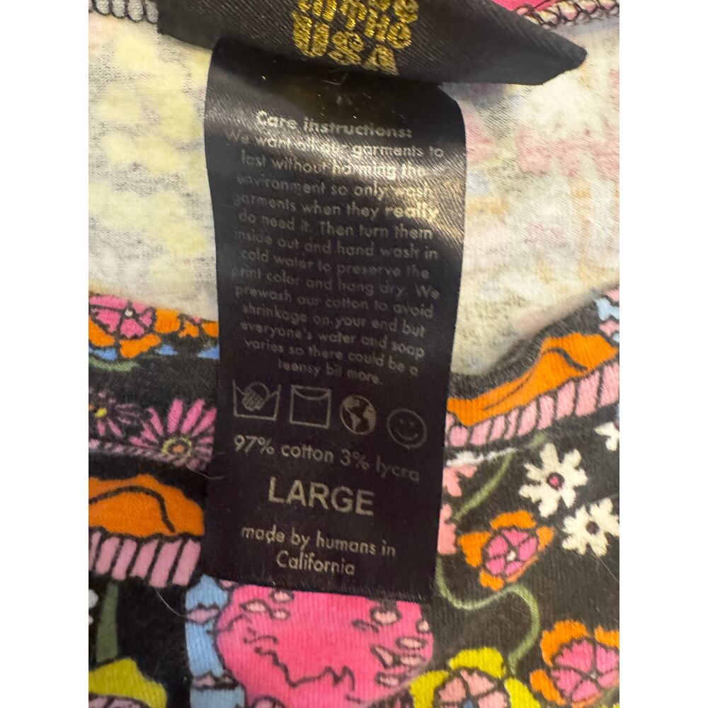 Nooworks Magical Mushroom Print Crop Tee Made in California Psychedelic Floral L - Picture 5 of 5